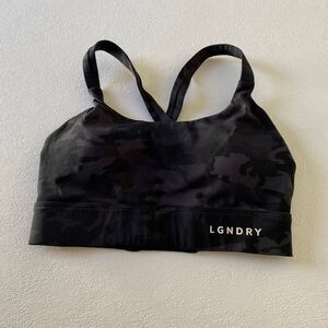 LGNDRY Black Camo Sports Bra Women’s XS Crossback Activewear